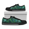 Dark Tropical Palm Leaves Pattern Print Black Low Top Sneakers