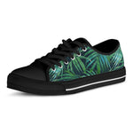 Dark Tropical Palm Leaves Pattern Print Black Low Top Sneakers