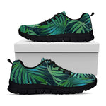 Dark Tropical Palm Leaves Pattern Print Black Running Shoes