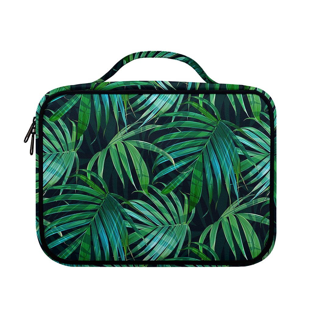 Dark Tropical Palm Leaves Pattern Print Briefcase Bible Bag