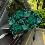 Dark Tropical Palm Leaves Pattern Print Car Side Mirror Covers