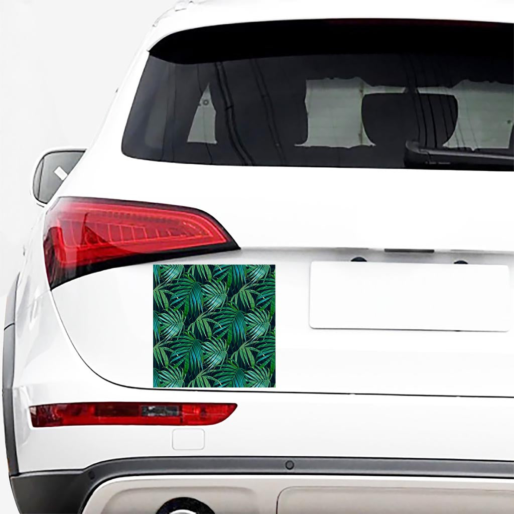 Dark Tropical Palm Leaves Pattern Print Car Sticker