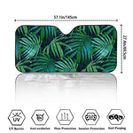 Dark Tropical Palm Leaves Pattern Print Car Windshield Sun Shade