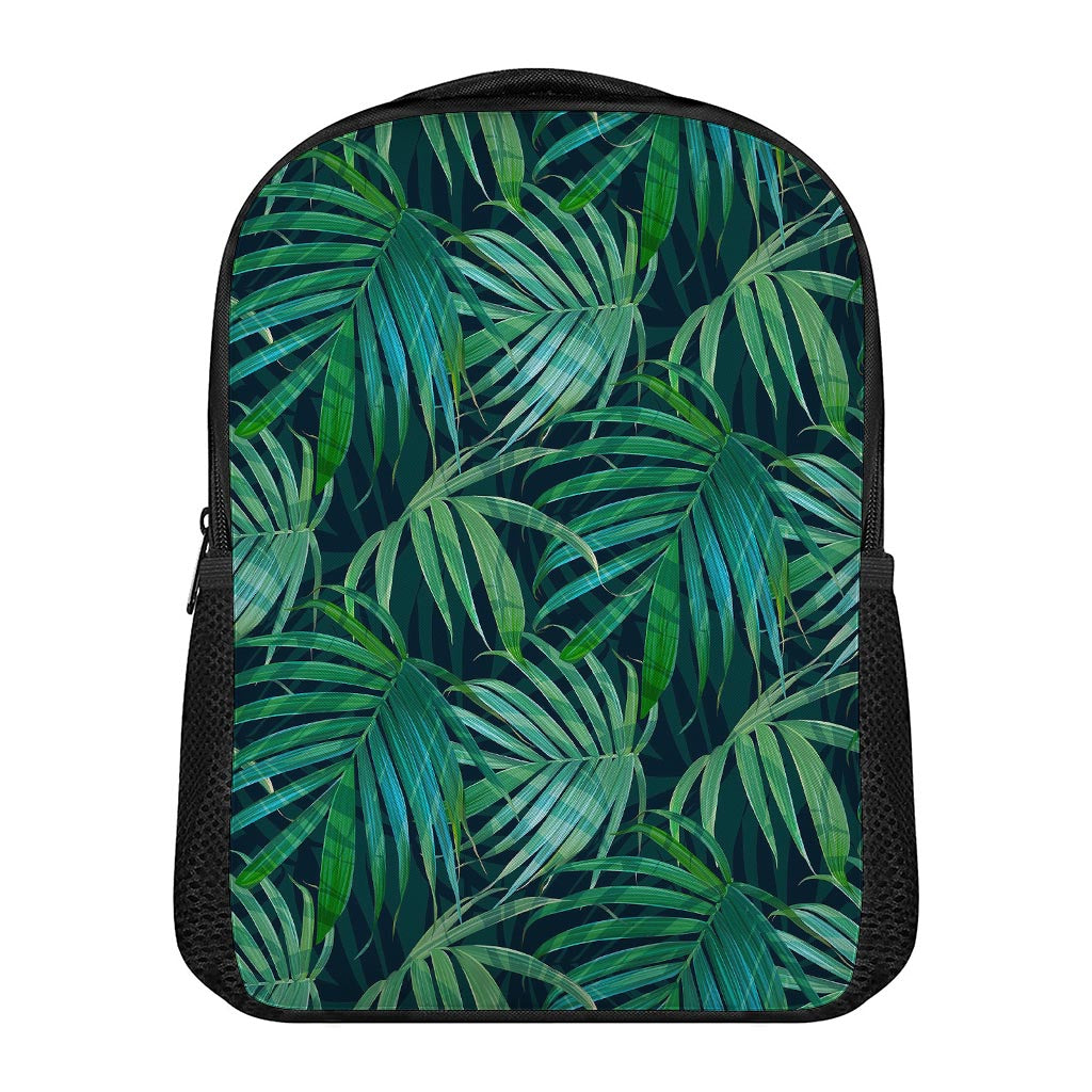 Dark Tropical Palm Leaves Pattern Print Casual Backpack