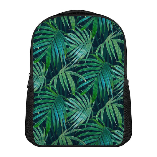 Dark Tropical Palm Leaves Pattern Print Casual Backpack