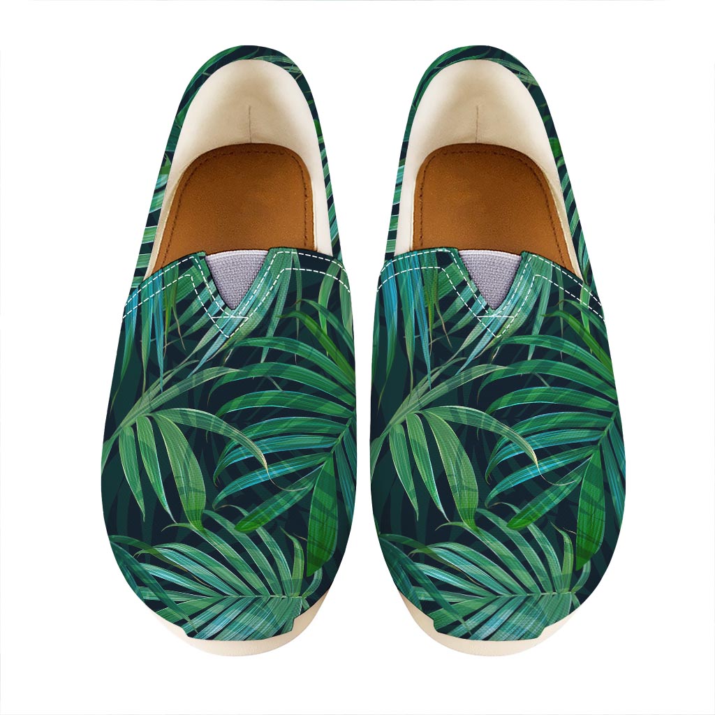 Dark Tropical Palm Leaves Pattern Print Casual Shoes