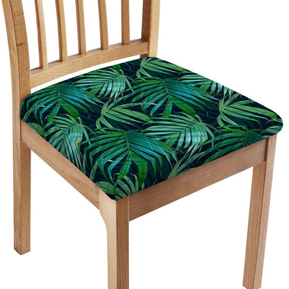 Dark Tropical Palm Leaves Pattern Print Chair Cushion Cover