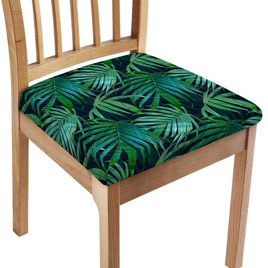 Dark Tropical Palm Leaves Pattern Print Chair Cushion Cover