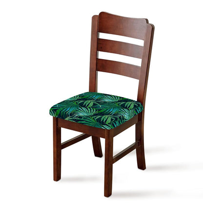 Dark Tropical Palm Leaves Pattern Print Chair Cushion Cover