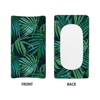 Dark Tropical Palm Leaves Pattern Print Changing Pad Cover