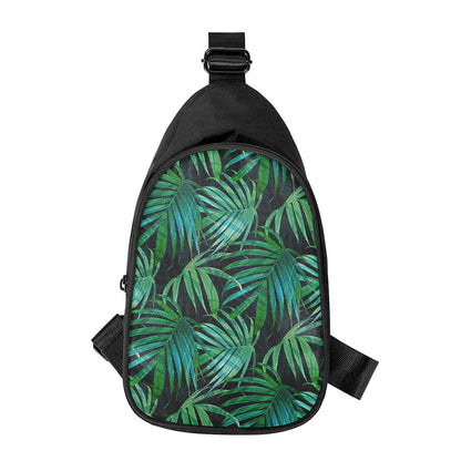Dark Tropical Palm Leaves Pattern Print Chest Bag