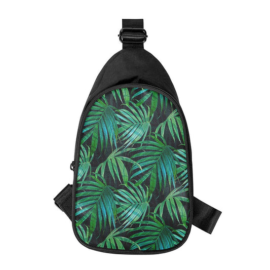Dark Tropical Palm Leaves Pattern Print Chest Bag