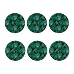 Dark Tropical Palm Leaves Pattern Print Coaster Set
