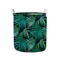 Dark Tropical Palm Leaves Pattern Print Collapsible Laundry Basket