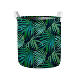 Dark Tropical Palm Leaves Pattern Print Collapsible Laundry Basket