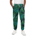 Dark Tropical Palm Leaves Pattern Print Cotton Sweatpants