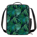 Dark Tropical Palm Leaves Pattern Print Crossbody Lunch Bag