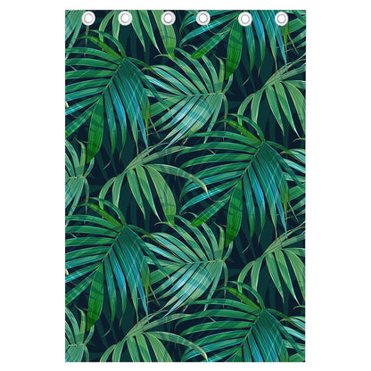 Dark Tropical Palm Leaves Pattern Print Curtain
