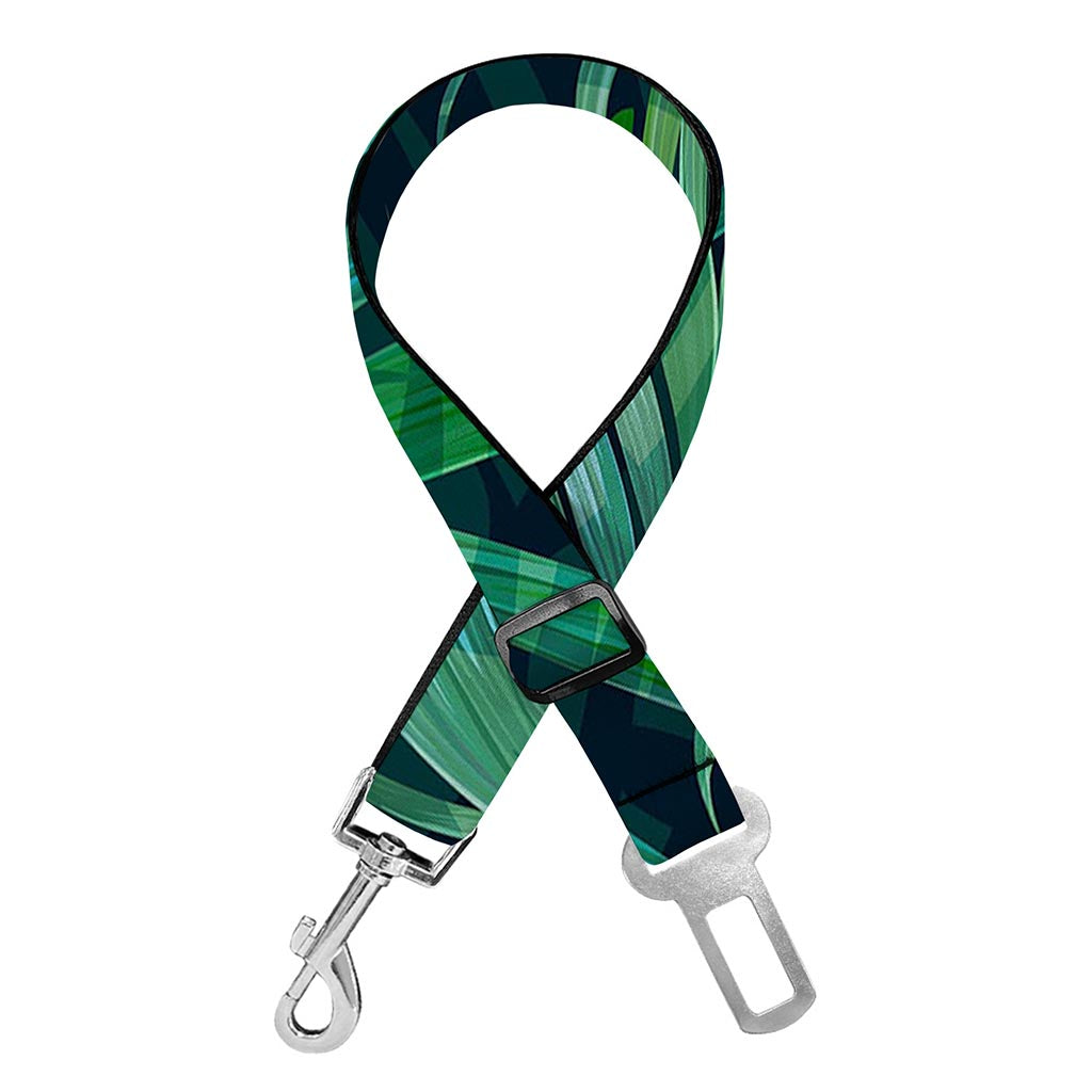 Dark Tropical Palm Leaves Pattern Print Dog Seat Belt