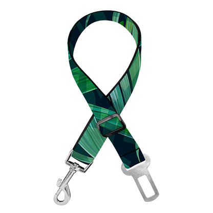 Dark Tropical Palm Leaves Pattern Print Dog Seat Belt