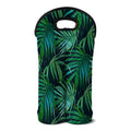 Dark Tropical Palm Leaves Pattern Print Double Neoprene Wine Tote