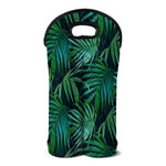 Dark Tropical Palm Leaves Pattern Print Double Neoprene Wine Tote