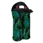 Dark Tropical Palm Leaves Pattern Print Double Neoprene Wine Tote