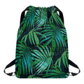 Dark Tropical Palm Leaves Pattern Print Drawstring Backpack