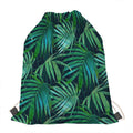 Dark Tropical Palm Leaves Pattern Print Drawstring Bag