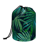 Dark Tropical Palm Leaves Pattern Print Drawstring Makeup Bag