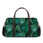 Dark Tropical Palm Leaves Pattern Print Duffle Bag