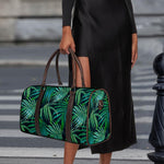 Dark Tropical Palm Leaves Pattern Print Duffle Bag