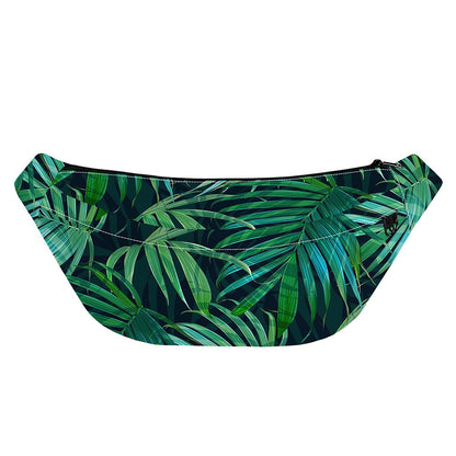 Dark Tropical Palm Leaves Pattern Print Fanny Pack