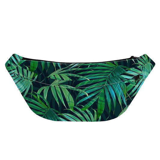Dark Tropical Palm Leaves Pattern Print Fanny Pack