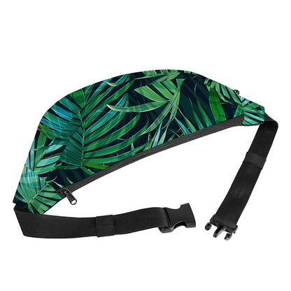 Dark Tropical Palm Leaves Pattern Print Fanny Pack