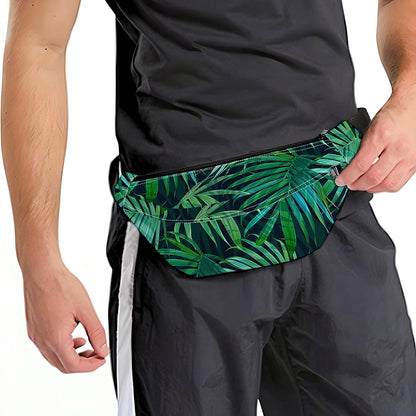 Dark Tropical Palm Leaves Pattern Print Fanny Pack