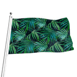 Dark Tropical Palm Leaves Pattern Print Flag