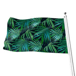 Dark Tropical Palm Leaves Pattern Print Flag