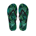 Dark Tropical Palm Leaves Pattern Print Flip Flops