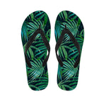 Dark Tropical Palm Leaves Pattern Print Flip Flops
