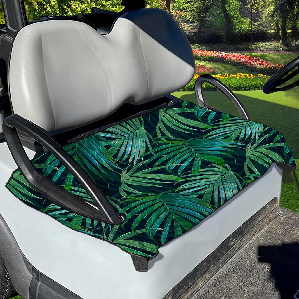 Dark Tropical Palm Leaves Pattern Print Golf Cart Seat Cover