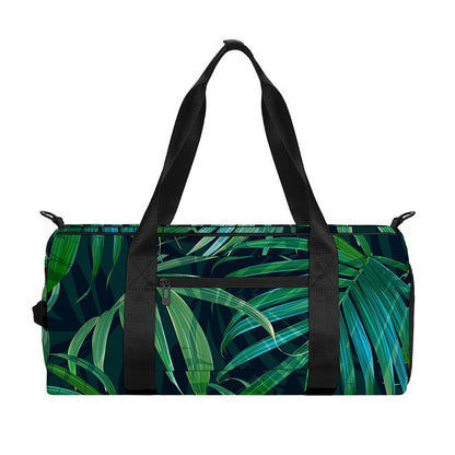Dark Tropical Palm Leaves Pattern Print Gym Bag