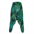 Dark Tropical Palm Leaves Pattern Print Hammer Pants