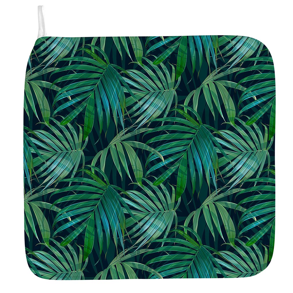 Dark Tropical Palm Leaves Pattern Print Hand Towel
