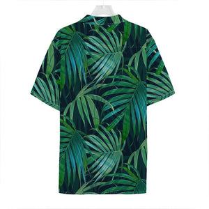 Dark Tropical Palm Leaves Pattern Print Hawaiian Shirt