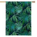 Dark Tropical Palm Leaves Pattern Print House Flag