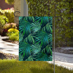 Dark Tropical Palm Leaves Pattern Print House Flag