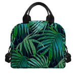 Dark Tropical Palm Leaves Pattern Print Insulated Lunch Bag