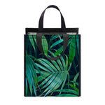 Dark Tropical Palm Leaves Pattern Print Insulated Lunch Tote