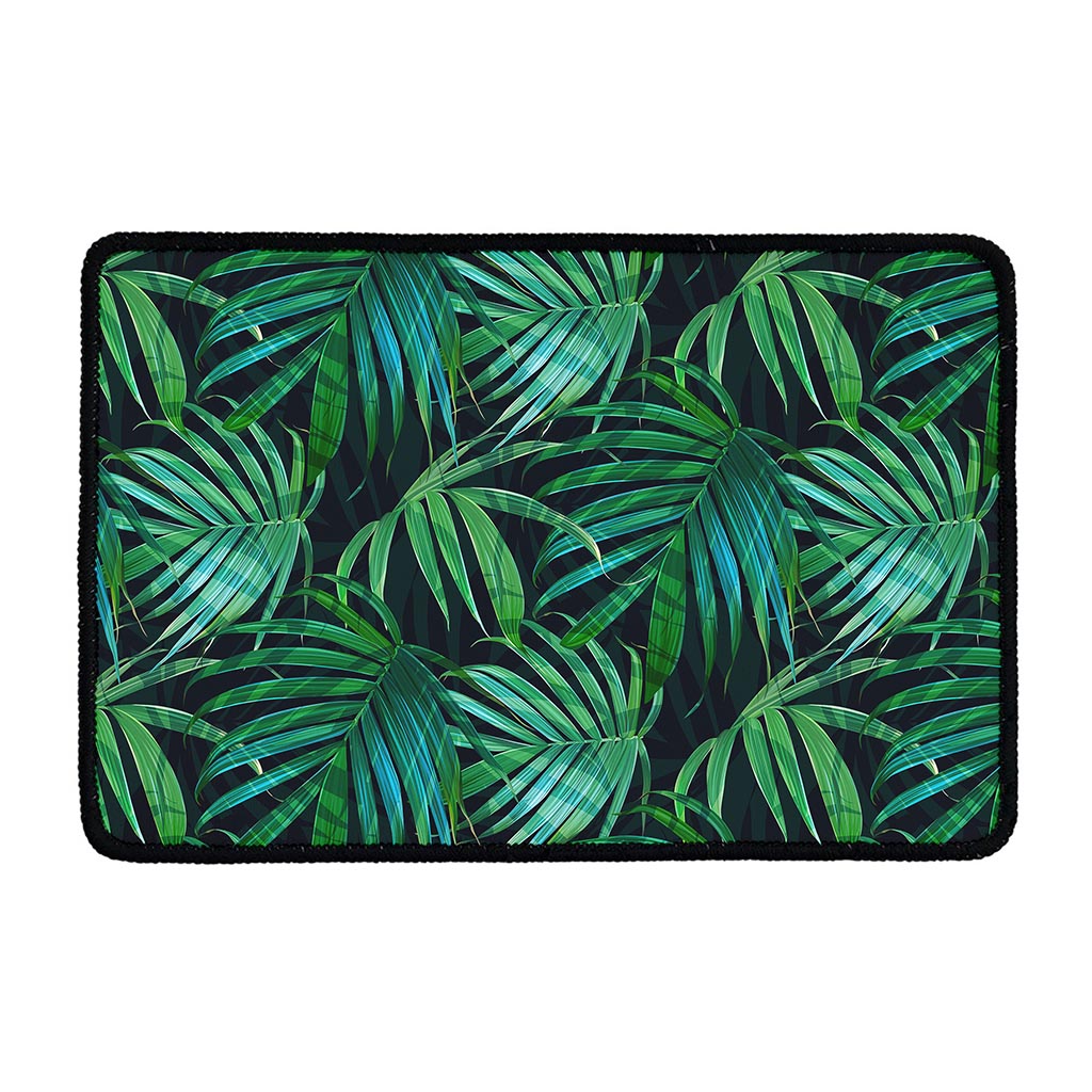 Dark Tropical Palm Leaves Pattern Print Kitchen Mat